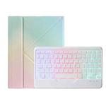 For iPad 10th Gen 10.9 2022 B10S Triangle Holder Three-color Backlight Bluetooth Keyboard Leather Case(Rainbow)