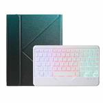 For iPad 10th Gen 10.9 2022 B10S Triangle Holder Three-color Backlight Bluetooth Keyboard Leather Case(Dark Green)