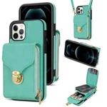 For iPhone 12 / 12 Pro Zipper Hardware Card Wallet Phone Case(Mint Green)