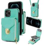 For iPhone 11 Pro Zipper Hardware Card Wallet Phone Case(Mint Green)