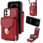 For iPhone 11 Zipper Hardware Card Wallet Phone Case(Red)