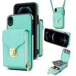 For iPhone XR Zipper Hardware Card Wallet Phone Case(Mint Green)