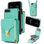 For iPhone 8 Plus / 7 Plus Zipper Hardware Card Wallet Phone Case(Mint Green)