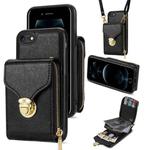 For iPhone 6s Plus / 6 Plus Zipper Hardware Card Wallet Phone Case(Black)
