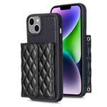 For iPhone 14 Horizontal Wallet Rhombic Leather Phone Case(Black)