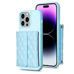 For iPhone 14 Pro Horizontal Wallet Rhombic Leather Phone Case(Blue)