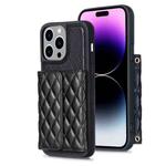 For iPhone 14 Pro Max Horizontal Wallet Rhombic Leather Phone Case(Black)