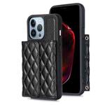 For iPhone 13 Pro Horizontal Wallet Rhombic Leather Phone Case(Black)