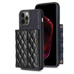 For iPhone 12 / 12 Pro Horizontal Wallet Rhombic Leather Phone Case(Black)