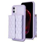 For iPhone 11 Horizontal Wallet Rhombic Leather Phone Case(Purple)