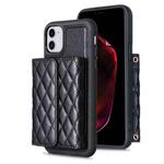 For iPhone 11 Horizontal Wallet Rhombic Leather Phone Case(Black)