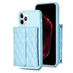 For iPhone 11 Pro Horizontal Wallet Rhombic Leather Phone Case(Blue)