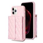 For iPhone 11 Pro Max Horizontal Wallet Rhombic Leather Phone Case(Pink)
