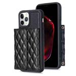 For iPhone 11 Pro Max Horizontal Wallet Rhombic Leather Phone Case(Black)