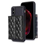 For iPhone X / XS Horizontal Wallet Rhombic Leather Phone Case(Black)