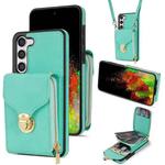 For Samsung Galaxy S23+ 5G Zipper Hardware Card Wallet Phone Case(Mint Green)