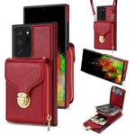 For Samsung Galaxy Note20 Ultra Zipper Hardware Card Wallet Phone Case(Red)