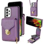 For Samsung Galaxy A53 5G Zipper Hardware Card Wallet Phone Case(Purple)