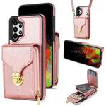 For Samsung Galaxy A13 5G / 4G Zipper Hardware Card Wallet Phone Case(Rose Gold)
