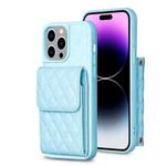 For iPhone 14 Pro Vertical Wallet Rhombic Leather Phone Case(Blue)