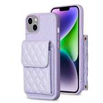 For iPhone 13 Vertical Wallet Rhombic Leather Phone Case(Purple)