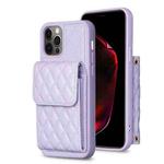 For iPhone 13 Pro Vertical Wallet Rhombic Leather Phone Case(Purple)
