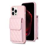 For iPhone 13 Pro Max Vertical Wallet Rhombic Leather Phone Case(Pink)