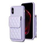 For iPhone X / XS Vertical Wallet Rhombic Leather Phone Case(Purple)