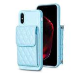 For iPhone X / XS Vertical Wallet Rhombic Leather Phone Case(Blue)