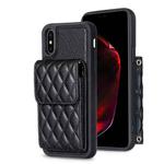 For iPhone X / XS Vertical Wallet Rhombic Leather Phone Case(Black)