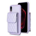 For iPhone XR Vertical Wallet Rhombic Leather Phone Case(Purple)