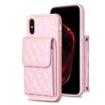 For iPhone XS Max Vertical Wallet Rhombic Leather Phone Case(Pink)