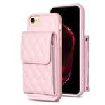 For iPhone SE 2022 / SE 2020 / 7 / 8 Vertical Wallet Rhombic Leather Phone Case(Pink)