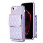 For iPhone SE 2022 / SE 2020 / 7 / 8 Vertical Wallet Rhombic Leather Phone Case(Purple)