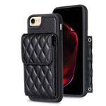 For iPhone SE 2022 / SE 2020 / 7 / 8 Vertical Wallet Rhombic Leather Phone Case(Black)