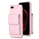 For iPhone 7 Plus / 8 Plus Vertical Wallet Rhombic Leather Phone Case(Pink)