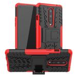 For OnePlus 8 Tire Texture Shockproof TPU + PC Protective Case with Holder(Red)