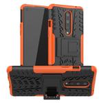 For OnePlus 8 Tire Texture Shockproof TPU + PC Protective Case with Holder(Orange)