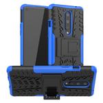 For OnePlus 8 Tire Texture Shockproof TPU + PC Protective Case with Holder(Blue)