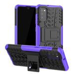 For Samsung Galaxy A41 EU Version Tire Texture Shockproof TPU + PC Protective Case with Holder(Purple)