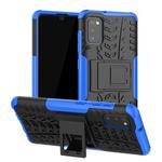 For Samsung Galaxy A41 EU Version Tire Texture Shockproof TPU + PC Protective Case with Holder(Blue)