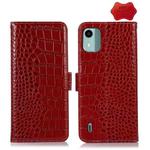 For Nokia C12 4G Crocodile Top Layer Cowhide Leather Phone Case(Red)