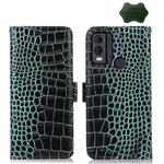 For Nokia C22 4G Crocodile Top Layer Cowhide Leather Phone Case(Green)