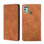 For Infinix Hot 11 Play Skin Feel Magnetic Horizontal Flip Leather Phone Case(Light Brown)