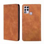 For Infinix Hot 11 RU Version Skin Feel Magnetic Horizontal Flip Leather Phone Case(Light Brown)