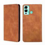 For Infinix Hot 12 Play Skin Feel Magnetic Horizontal Flip Leather Phone Case(Light Brown)