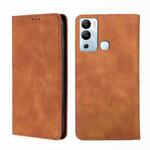 For Infinix Hot 12i Skin Feel Magnetic Horizontal Flip Leather Phone Case(Light Brown)