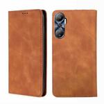 For Infinix Hot 20 4G Skin Feel Magnetic Horizontal Flip Leather Phone Case(Light Brown)