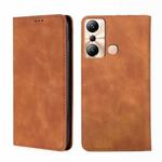 For Infinix Hot 20i Skin Feel Magnetic Horizontal Flip Leather Phone Case(Light Brown)