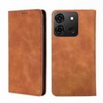 For Infinix Smart 7 Skin Feel Magnetic Horizontal Flip Leather Phone Case(Light Brown)